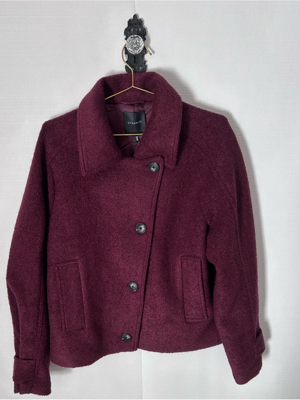 Dynamite Boiled Wool Burgundy Coat Jacket
